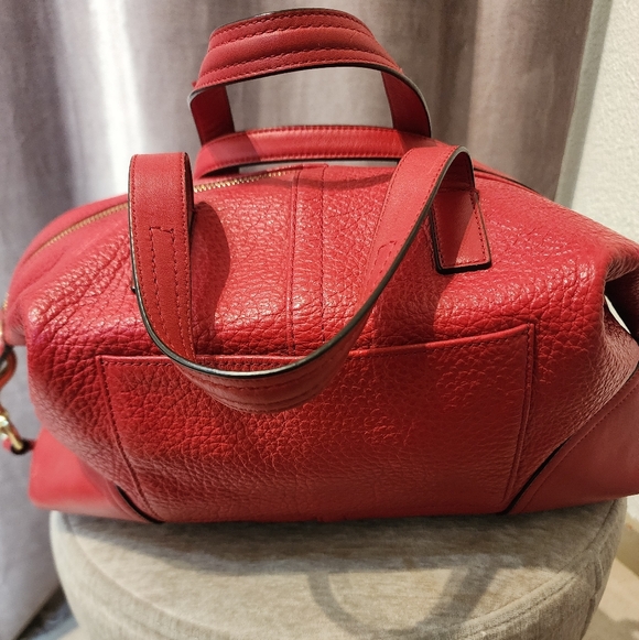 Coach Hadley Luxe Grain Leather Zip Satchel Red - Picture 3 of 14